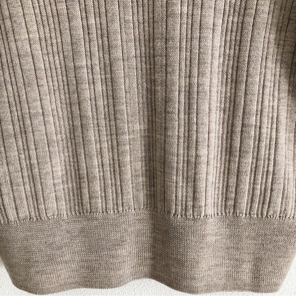 ATM Cardigan Ribbed Merino Wool Fitted Tan Large NWT - Picture 9 of 12